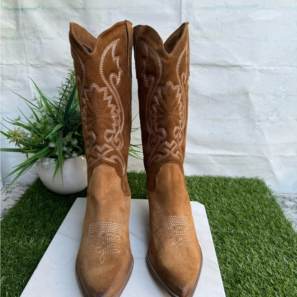 ZIGI Rosary Western Boot ZIGI Suede Light Brown size 41 US 10 New